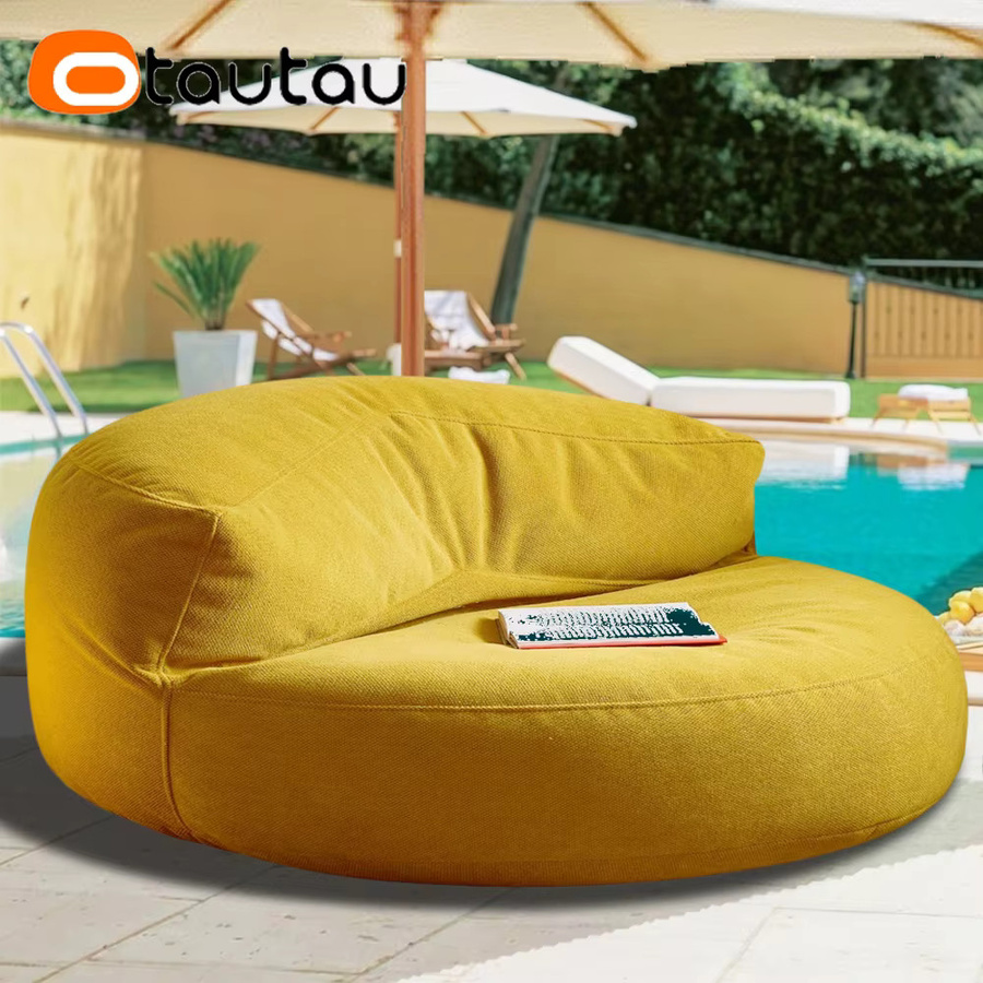 OTAUTAU Wasserdichter Chenille-Sitzsackbezug für Outdoor und Schwimmbad, Gelb, Breite: 122 cm - Bild 4