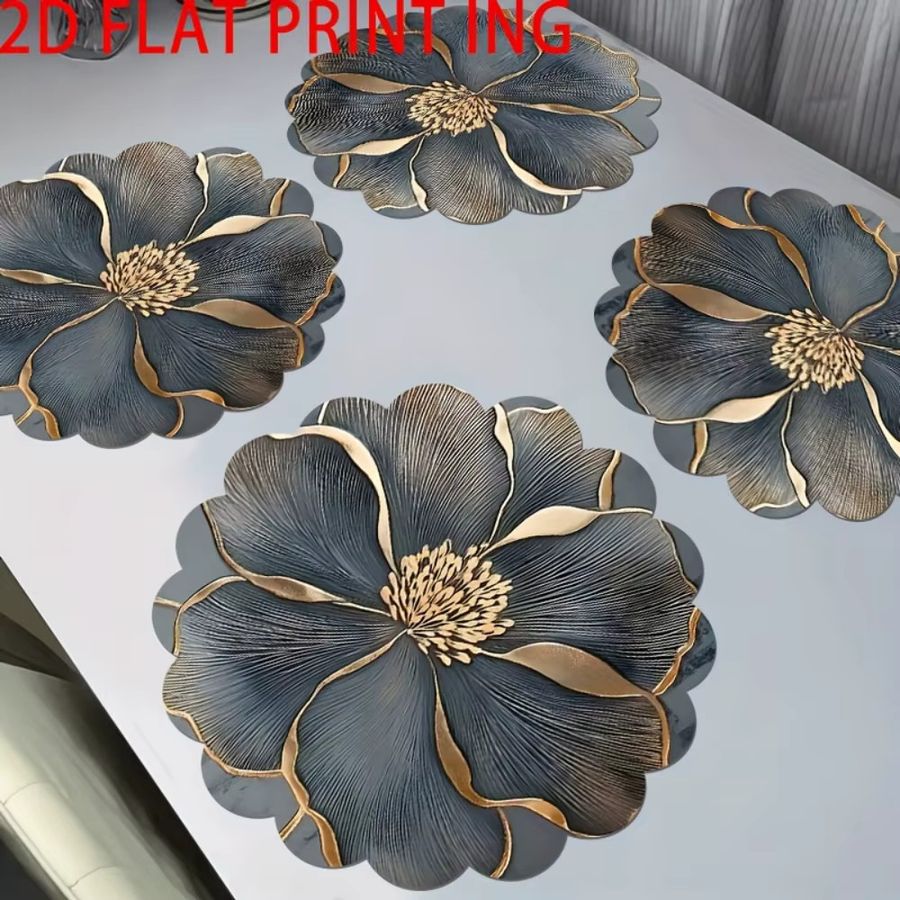 VIKAMA 6-teiliges rundes Tischset-Set mit floralem Design, rutschfest für Esstisch und Küche - Bild 3