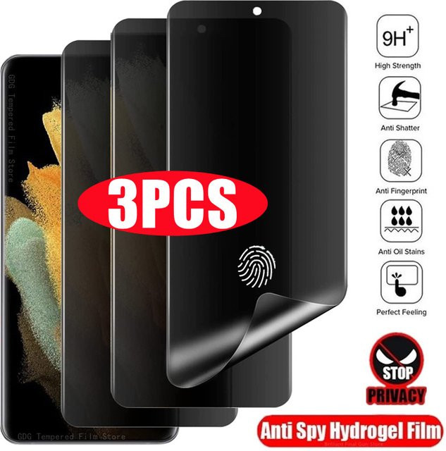 3er Pack Anti Spy Hydrogel Sichtschutzfolie für Samsung Galaxy S23 S22 S21 S20 Ultra Note 20 S10 Plus S10E Fe - Bild 1