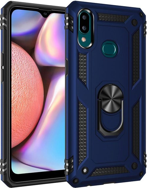 Stoßfeste Militär-Schutzhülle für Samsung Galaxy A10 und A10s mit Magnet-Autohalterung und Ring in Blau - Bild 1