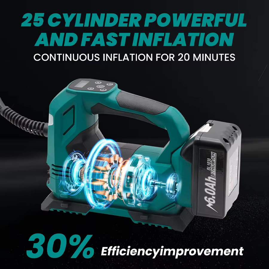 Kabelloser Reifenfüller für Makita 18V Lithium-Akku BL1815 BL1830 BL1840 BL1850 in Petrol - Bild 3