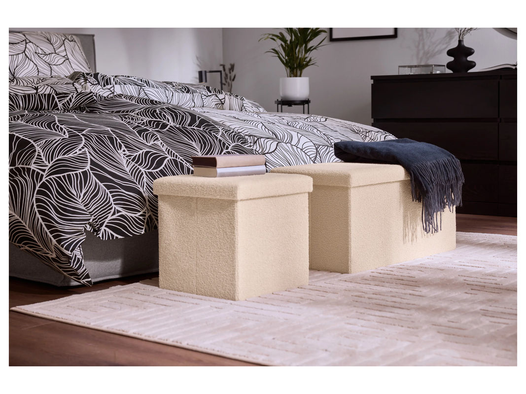 LIVARNO Sitztruhe klappbar Beige mit abnehmbarem Bezug aus Kunstleder - Bild 2