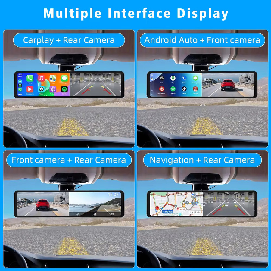 MYOLSD 4K Auto Dashcam Rückspiegel mit Android Auto und Apple CarPlay, 11,26 Zoll Display, GPS, WiFi, Bluetooth, Schwarz - Bild 5