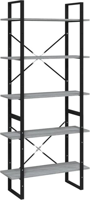 vidaXL Bücherregal mit 5 Fächern in Grau, B/T/H: 80 x 30 x 175 cm - Bild 1