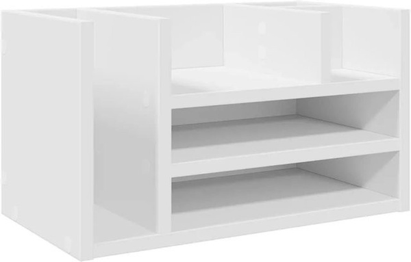 vidaXL Schreibtisch-Organizer aus Holzwerkstoff in Weiß mit mehreren Fächern für A4, B/T/H: 44,5 x 24 x 25 cm