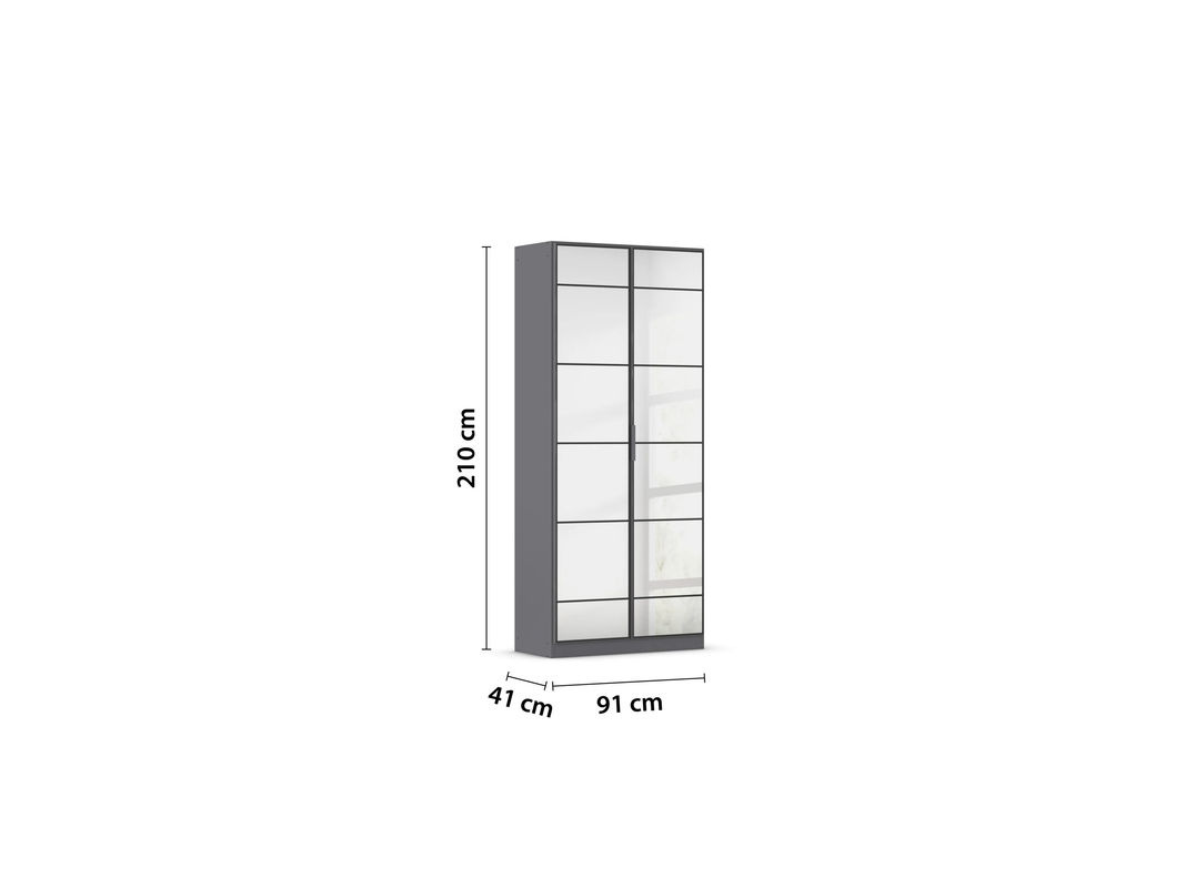 RAUCH ORANGE Acero Garderobenschrank in Grau mit Schiebetüren und Glaselementen, B/H: 91 x 210 cm - Bild 3