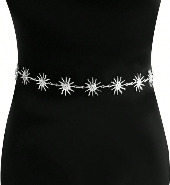 Taillenkette Damen, Smiley Gesicht, Sonnenblume, Silber - Bild 1