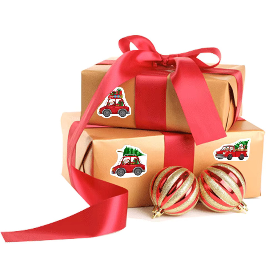 500 Stück Frohe Weihnachten Aufkleber von TYFYO, rund, Durchmesser: 2,5 cm, bunt, Weihnachtsdekoration für Geschenke und Schreibwaren - Bild 2