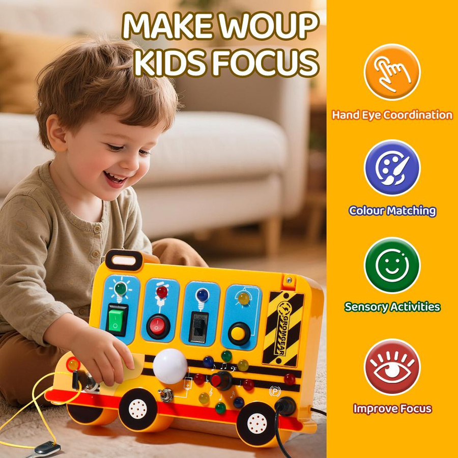 Yiran toy Montessori Activity Board Sensorisches Spielzeug mit LED-Licht ab 0-3 Jahre - Bild 3