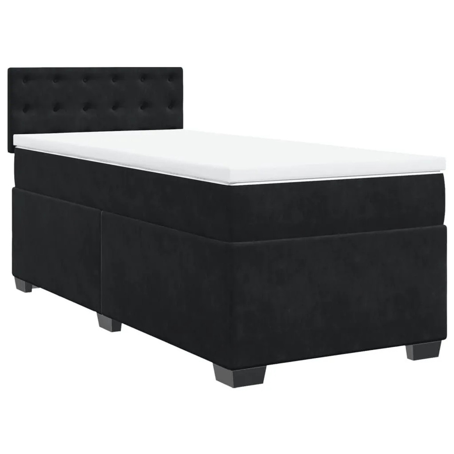 vidaXL Boxspringbett mit Matratze in Schwarz aus Samt mit USB-Ladeport und Unterbettbeleuchtung B/T: 80 x 200 cm - Bild 2