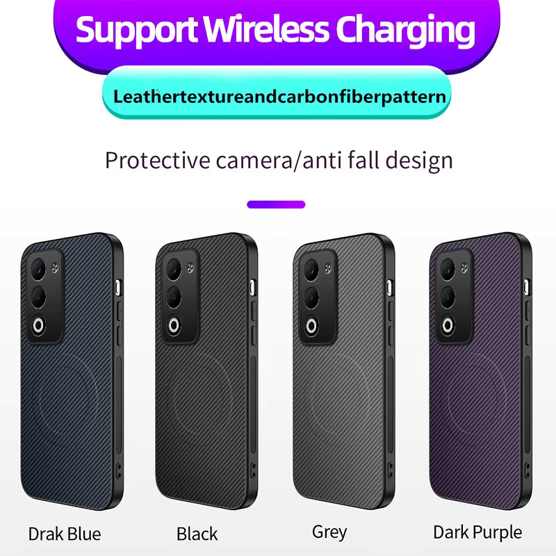 Magnetische Handyhülle mit Kohlefaser-Textur für Xiaomi Redmi Note 13 14 Pro Plus und weitere Modelle, kompatibel mit MagSafe, in Schwarz oder Lila - Bild 6