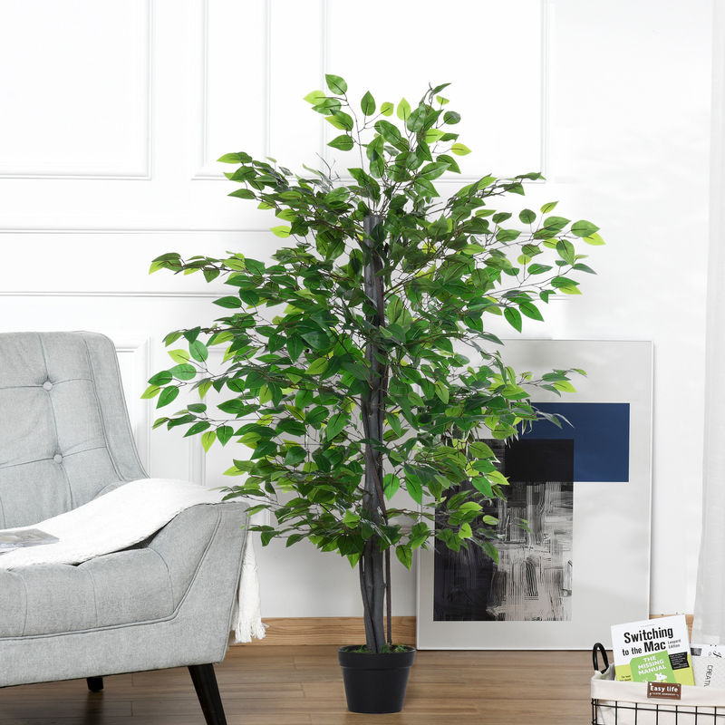 Outsunny Künstlicher Banyan Baum in Grün aus Massivholz und Kunststoff, freistehende Dekoration für dein Wohnzimmer, Höhe: 145 cm - Bild 2