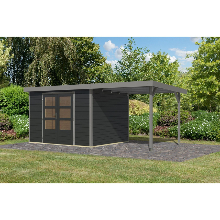 Karibu Gartenhaus Ernesto 5 m² mit Anbaudach in Anthrazit/Grau, B/T/H: 209 x 298 x 242 cm - Bild 2