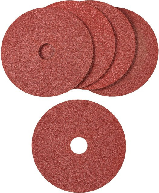 LUX-TOOLS Fiberscheibe Classic Rot Ø 125 mm Körnung 80 für Metall, 5 Stück - Bild 1