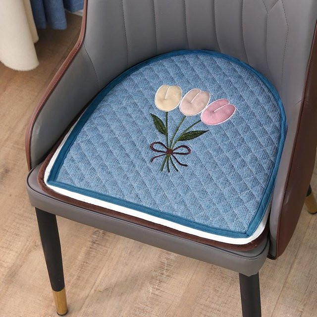 Yiran Furniture Sitzkissen Vier Jahreszeiten Hufeisenform für Esszimmerstühle, rutschfest und waschbar, B/T: 44 x 45 cm, Blau/Mehrfarbig - Bild 1