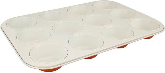 Dr. Oetker Muffinform Die Maus aus Keramik in Orange und Weiß für 12 Muffins mit Antihaftbeschichtung - Bild 1