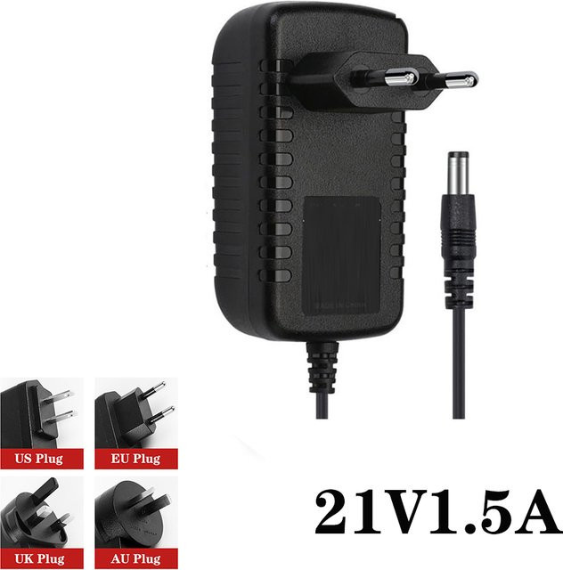 Deexintom AC/DC-Netzteil Ladegerät für 5S 18650 Li-Ionen-Lithium-Akku, 21 V, 1,5 A, DC 5,5 x 2,5 mm, Schwarz/Grau - Bild 1