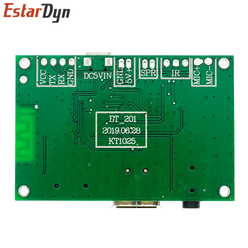 Estardyn BT201 Dual Mode 5.0 Bluetooth Audio Verstärker Board Modul mit TF-Karte und U-Disk, Transparent/Grün - Bild 2