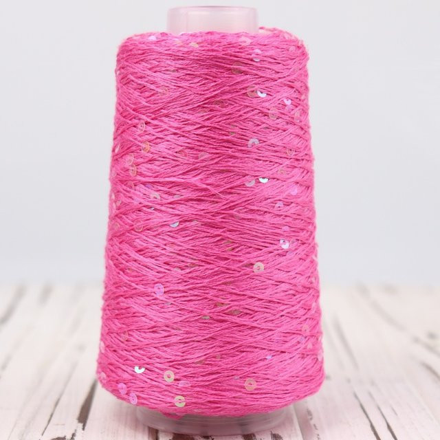 2 Stück schillerndes Pailletten-Tencel-Garn in Pink, handgewebt, 3 mm Durchmesser, 400 m Länge, 50 g pro Einheit - Bild 1