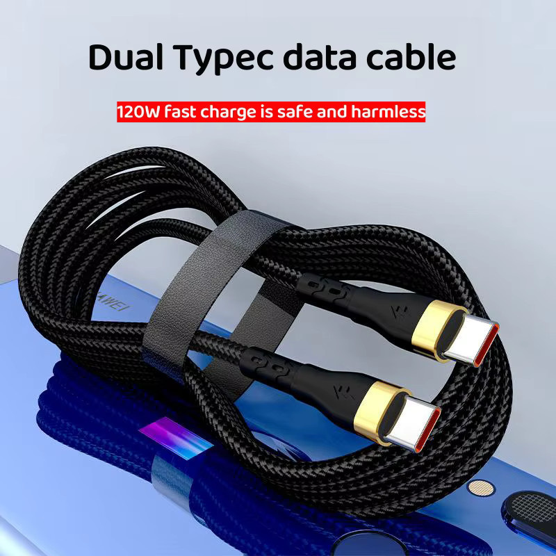 USB-C auf USB-C Ladekabel mit 120W PD Schnellladefunktion und Datenübertragung in Schwarz oder Gold für iPhone 15, Samsung und Xiaomi - Bild 4