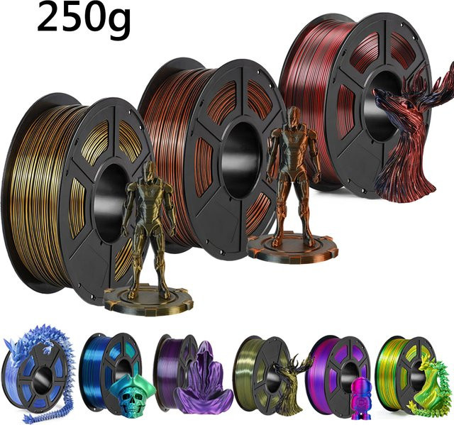 3D Maliang PLA Filament 1,75mm Zweifarbig Seide Schwarz Rot 250g - Bild 1