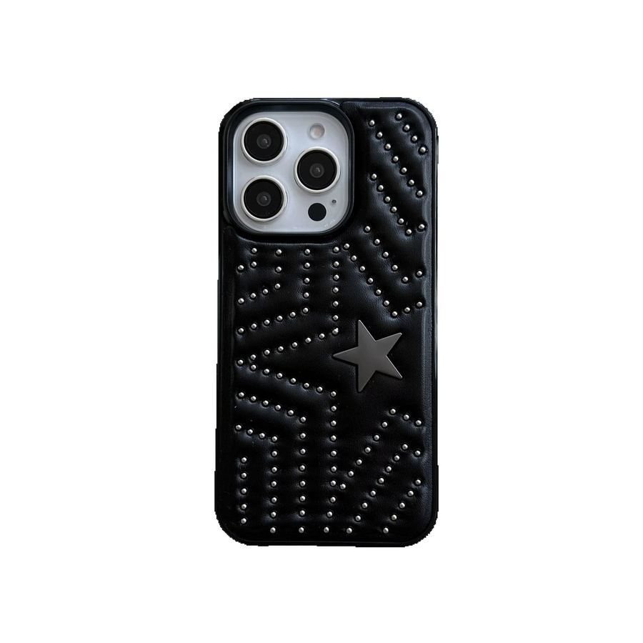 Handyhülle mit Stern- und Stahlkugel-Design in Schwarz aus Kunstleder für iPhone 13, 14, 15, 16 und 17 Pro Max - Bild 6