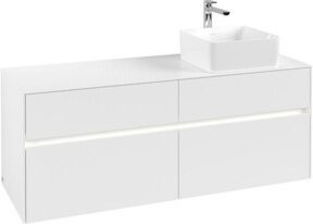 V&B Waschtischunterschrank Collaro mit Waschtisch rechts, LED 10W, Weiß Matt, B/H/T: 140 x 54,8 x 50 cm - Bild 1