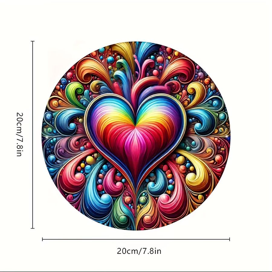 Rundes Winterkranzschild von Potdemiel aus Aluminium mit Regenbogenherz-Design in Multicolor, Durchmesser: 20,3 cm - Bild 2