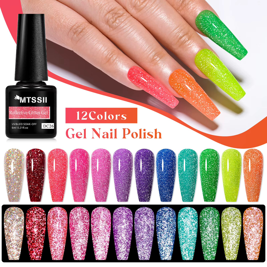 Mtssii Glitter Gel Nagellack Set, Schimmernd, 8/12 Stück - Bild 2