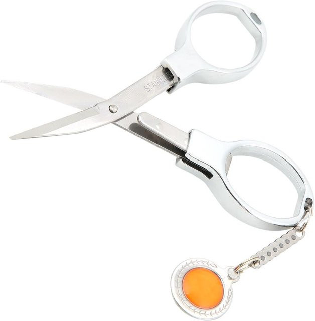 DIYelecs Klappschere aus Edelstahl als Taschenschere mit Schlüsselanhänger in Weiß - Bild 1