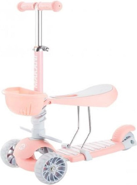 Makani Kinderroller BonBon 3 in 1 Dreirad mit LED-Vorderrädern und Licht- und Soundeffekten höhenverstellbar rosa - Bild 1