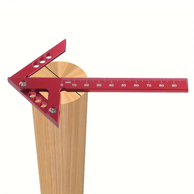 Wnew Kalibermessgerät zum Anreißen in der Mitte, metrisches und Zoll-Messwerkzeug für die Holzbearbeitung, rechtwinkliges 45/90-Grad-Linienmessgerät in Rot - Bild 4