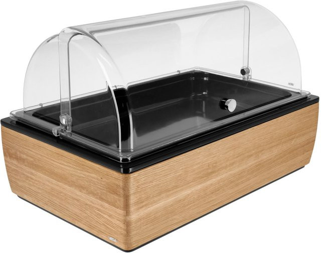 VEGA Buffetvitrine Montana hoch in Eiche, Transparent und Weiß, B: 57 cm, T: 36,5 cm, H: 27,4 cm - Bild 1