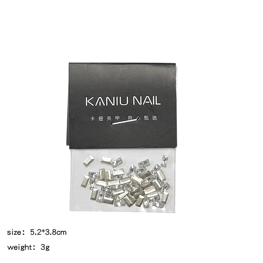 KANIU Baguette-Strass Zirkonia Nagel-Charms, Champagner, Glänzend - Bild 6