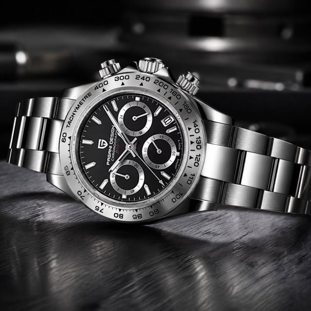 PAGANI DESIGN Chronograph, Edelstahl, Quarz, 40 mm, Herren, Schwarz - Bild 1
