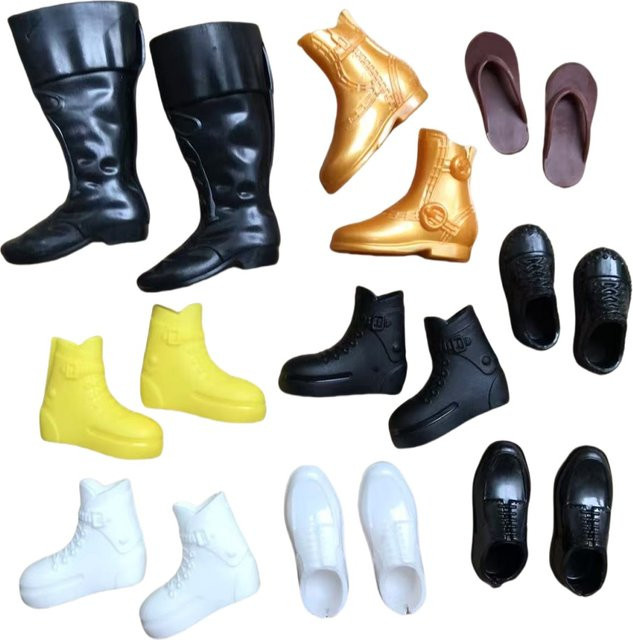 ROUND YUAN Puppenschuhe Stiefel, Puppenzubehör, Weiß Braun Schwarz Goldfarben, Kunststoff - Bild 1