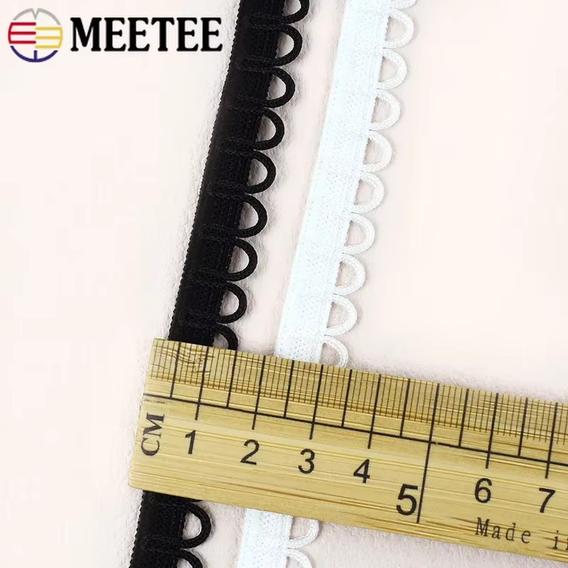 Meetee Nylon Gummiband mit U-Form Schleife und Knopfloch für DIY Näbzubehör in Weiß - Bild 3