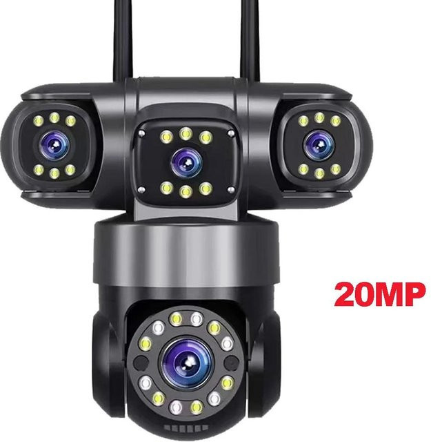 NEXTEK WIFI IP-Kamera für Außenbereich mit 4 Linsen, 20MP Auflösung, 16-fachem Zoom und 4 Bildschirmen, Schwarz - Bild 1