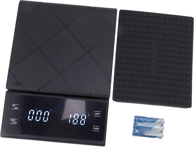 CosyHome Digitale Kaffeewaage mit Timer, Wasserdichte Lebensmittelwaage in Schwarz, Messbereich bis 3 kg mit 0,1 g Genauigkeit - Bild 1