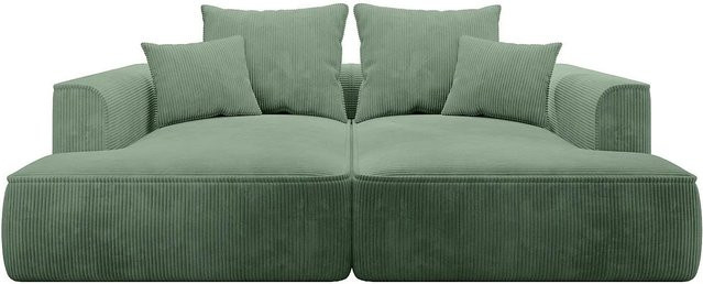 Vente-unique Sofa Pineta in Mandelgrün mit Cord-Bezug, Breite: 230 cm - Bild 1