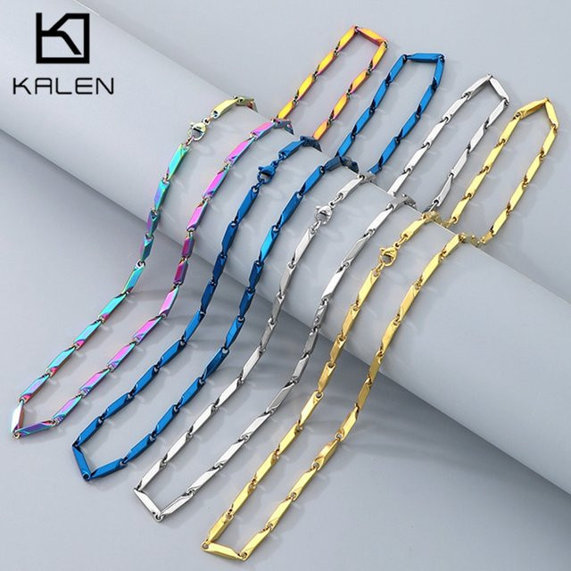 Kalen Gliederkette Edelstahl, Bunt/Blau/Gold, Herren, 60 cm - Bild 1