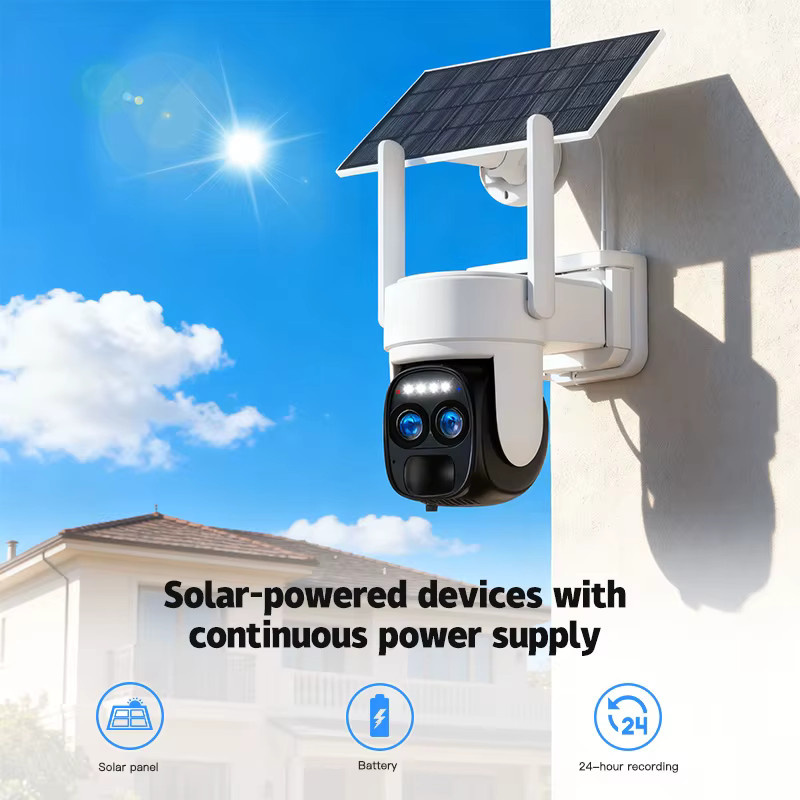 SZSINOCAM 2er-Set WLAN PTZ Outdoor Solar-IP-Kamera mit HD-Videoüberwachung und Akku in Weiß - Bild 3
