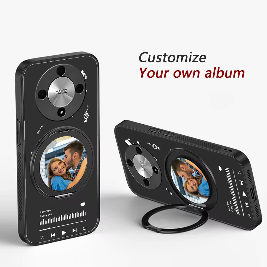 Personalisierte Handyhülle mit Metallhalterung für Honor Magic 8, Magic7, Magic6 Lite, Magic5 Pro und Magic4 Ultimate in Schwarz - Bild 2