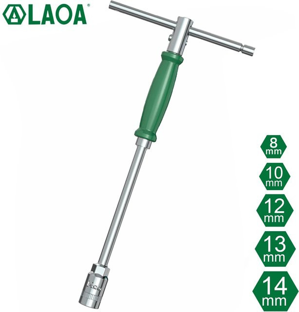 LAOA Steckschlüssel mit T-Griff in Silber, sechseckig, professionelles Elektrikerwerkzeug mit drehbarem und erweiterbarem Design - Bild 1
