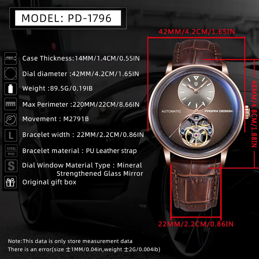 PAGANI DESIGN Armbanduhr, Automatik, Tourbillon, Edelstahl, 42 mm, Herren - Bild 4