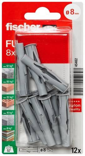 Fischer Universaldübel aus Nylon in Grau, Durchmesser: 8 mm, Länge: 50 mm - Bild 1