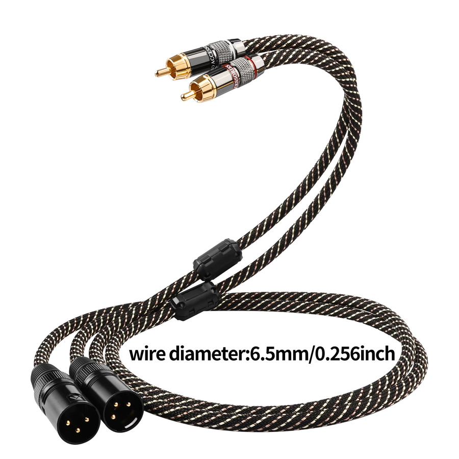 YYAUDIO HiFi RCA zu XLR Symmetrisches Audiokabel in Schwarz aus hochreinem OFC-Kabel für Mischer, Verstärker und Studioeinsatz - Bild 2