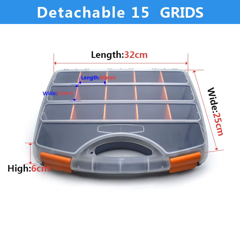 Transparenter Kunststoff Box Organizer mit einstellbaren Fächern zur Aufbewahrung von Schmuck, Knöpfen, Hardware und Werkzeug - Bild 2
