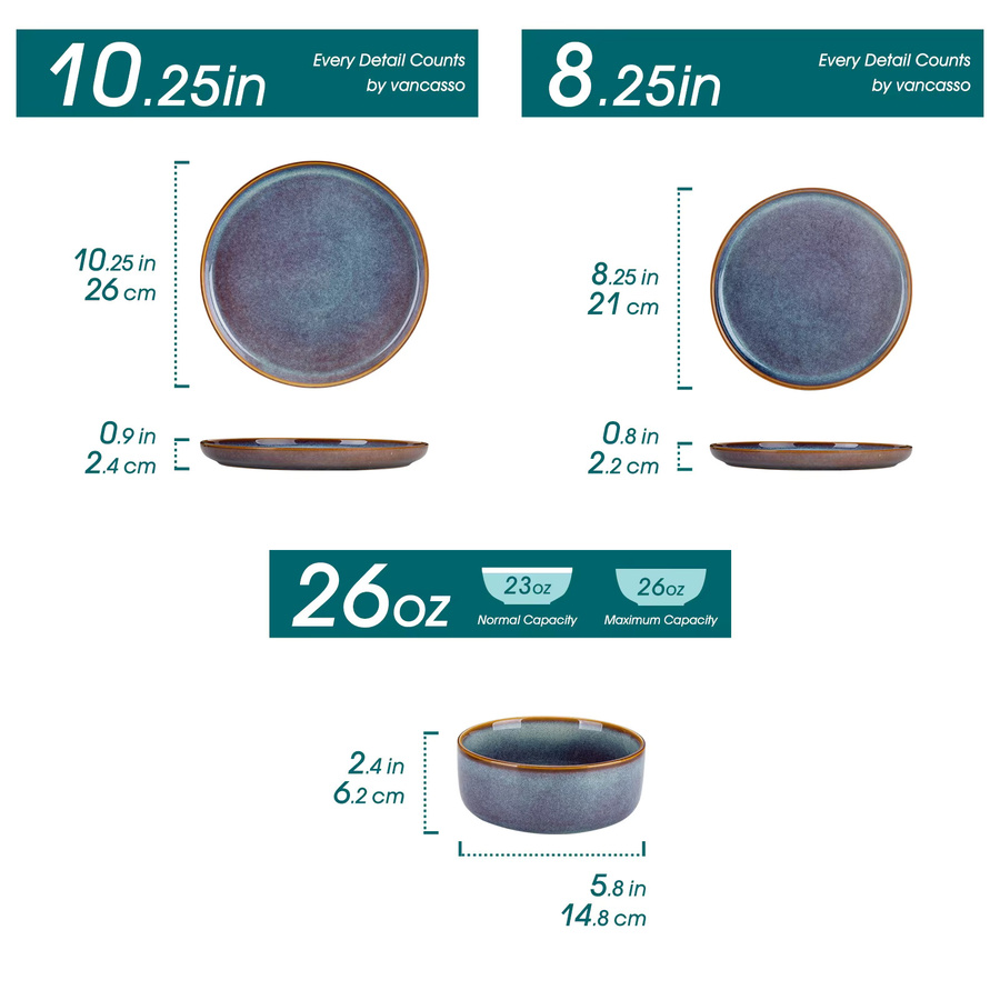 Vancasso PLAYA Steingut-Geschirrset mit reflektierender Glasur, 12/24-teilig, mehrfarbig in Blau und Multicolour - Bild 1