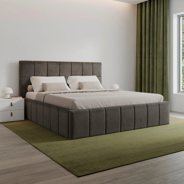 Bessagi Home Polsterbett Kaia Grau mit Stauraum B/T/H: 180 x 200 cm - Bild 1